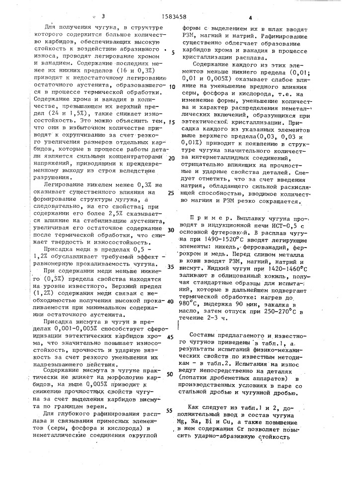 Чугун (патент 1583458)