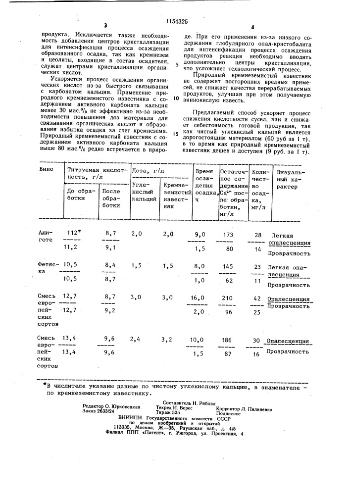 Способ осаждения органических кислот (патент 1154325)