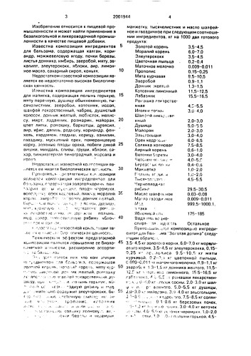 "композиция ингредиентов для бальзама "золотая долина"" (патент 2001944)