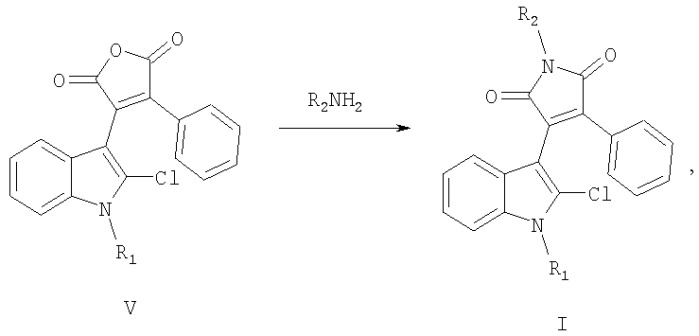 1-замещенные 3-(2-хлор-1н-индол-3-ил)-4-фенил-1н-пиррол-2,5-дионы и их применение для фотохимического генерирования стабильных флуоресцирующих соединений и 2,8-замещенные бензо[а]пирроло[3,4-с]карбазол-1,3-(2н,8н)-дионы и их применение в качестве флуорофоров (патент 2402547)