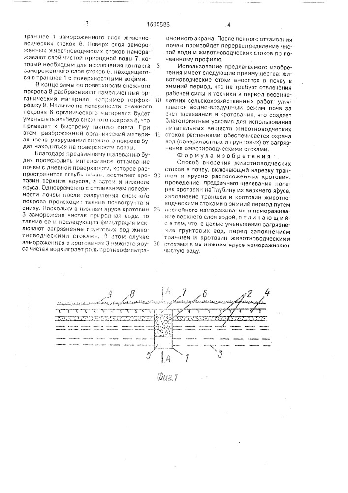 Способ внесения животноводческих стоков в почву (патент 1690585)