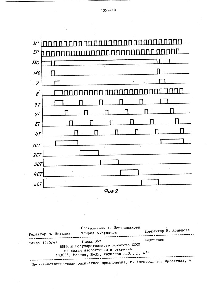 Генератор тактов и стробов для устройств программного управления (патент 1352460)