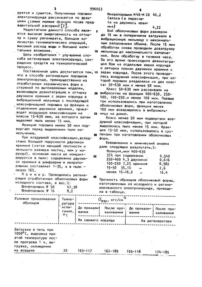 Способ регенерации порошков электрокорунда (патент 996053)