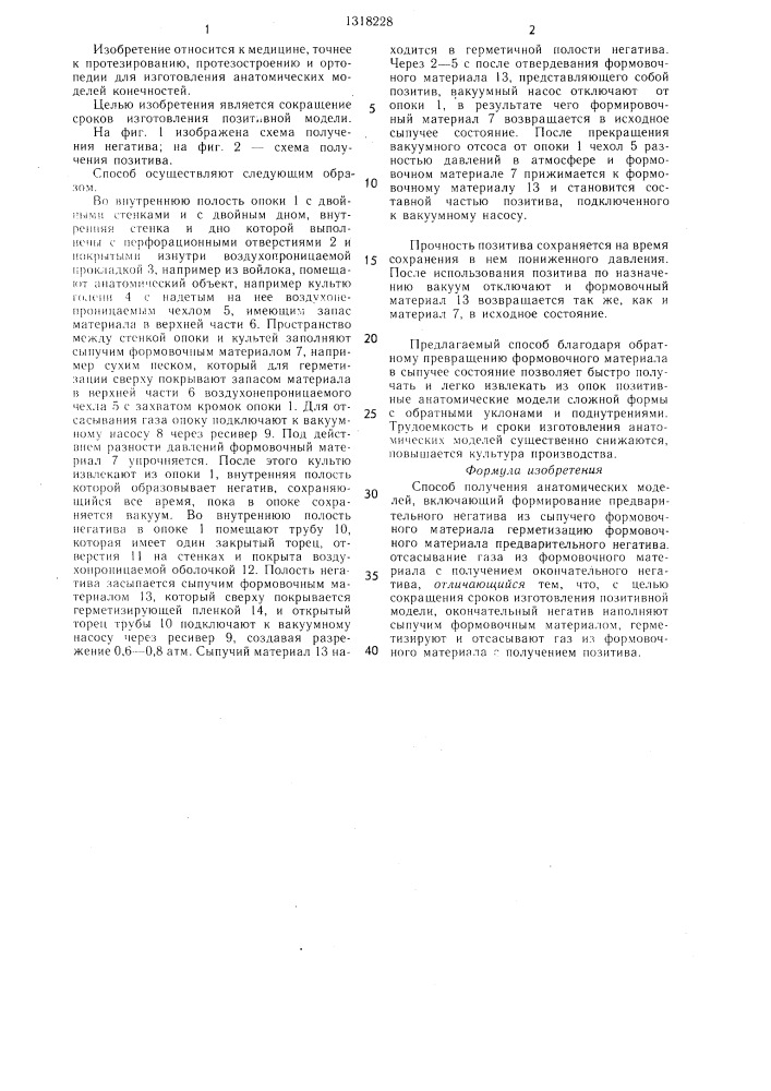 Способ получения анатомических моделей (патент 1318228)
