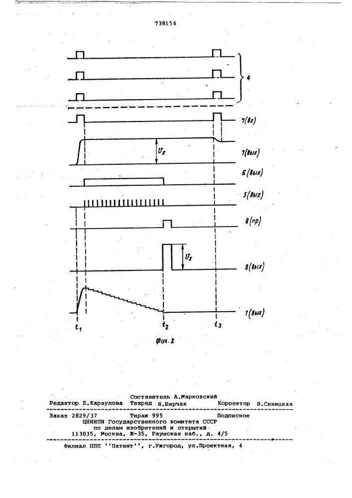 Преобразователь кода в напряжение (патент 738154)