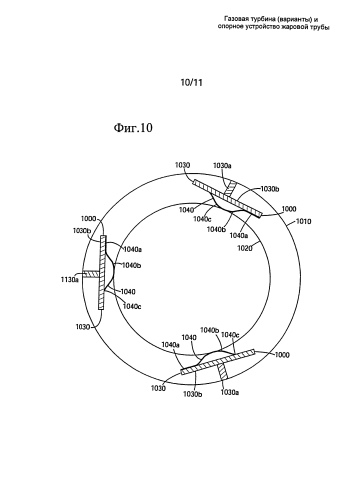Газовая турбина (варианты) и опорное устройство жаровой трубы (патент 2589890)