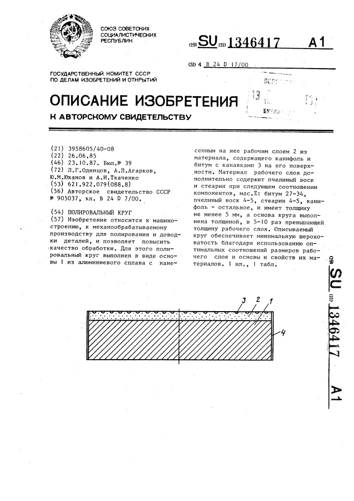 Полировальный круг (патент 1346417)