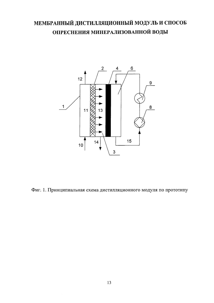 Мембранный дистилляционный модуль и способ опреснения минерализованной воды (патент 2612701)