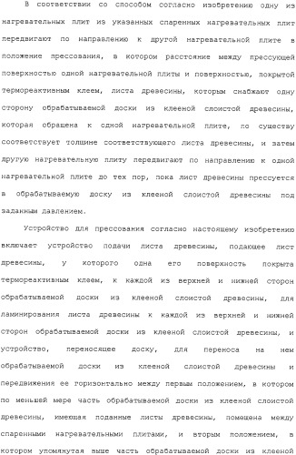 Способ и устройство для прессования при изготовлении клееной слоистой древесины (патент 2329889)