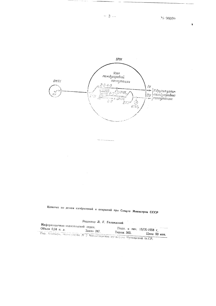 Способ управления искателями междугородной связи (патент 96059)