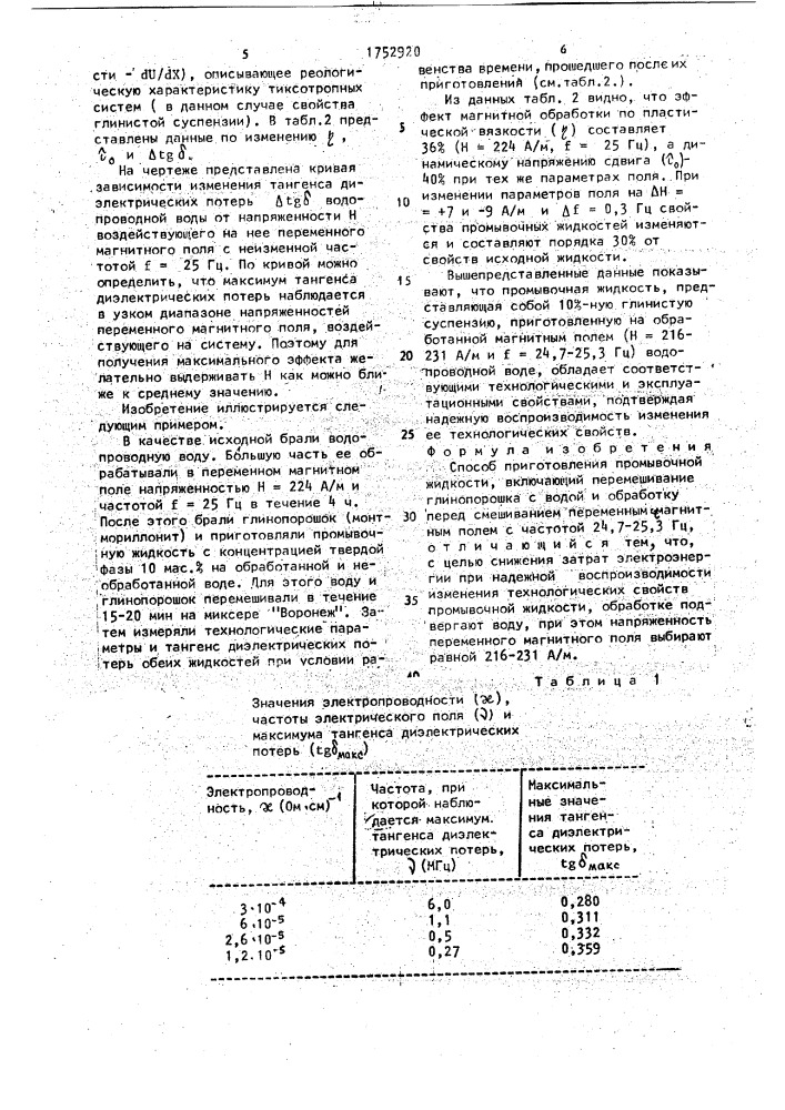 Способ приготовления промывочной жидкости (патент 1752920)