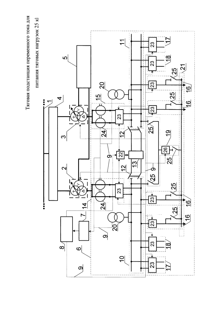 Схема тяговой подстанции переменного тока 25кв