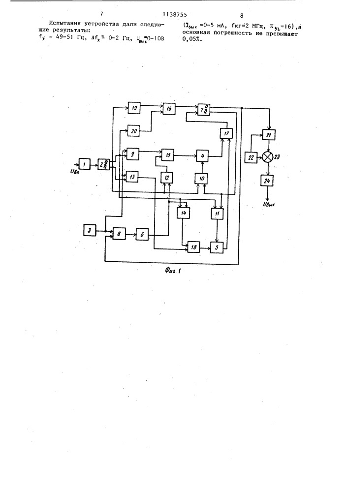 Измерительный преобразователь малых девиаций частоты в аналоговый сигнал (патент 1138755)