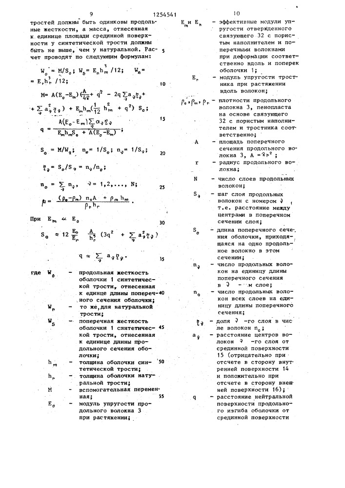 Синтетическая трость для духового инструмента (патент 1254541)