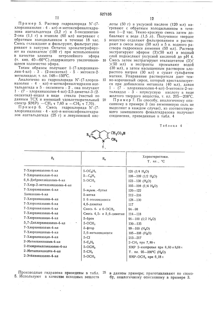 Способ получения производных индола или их солей (патент 527135)
