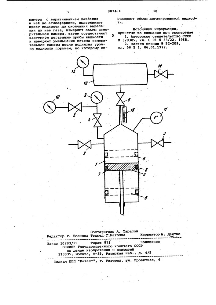 Способ определения свободного газа в жидкости (патент 987464)