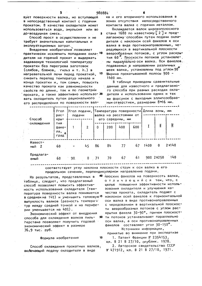 Способ охлаждения прокатных валков (патент 980884)
