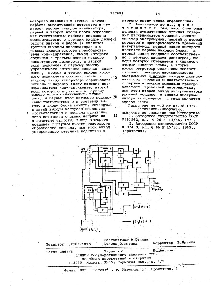 Адаптивный анализатор (патент 737956)