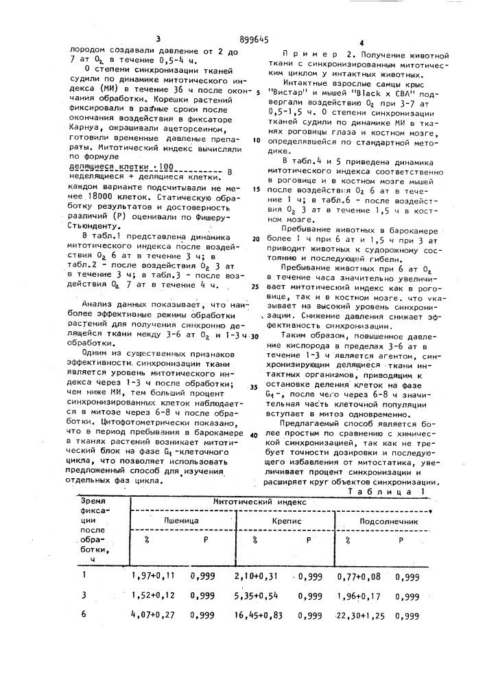 Способ синхронизации митотического цикла тканей интактных организмов (патент 899645)