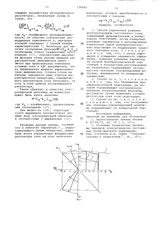 Способ управления режимом электропередачи постоянного тока (патент 736262)