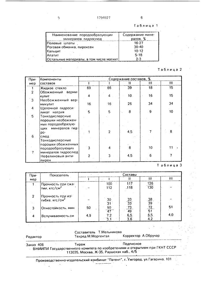 Сырьевая композиция для огнезащитного покрытия (патент 1794927)