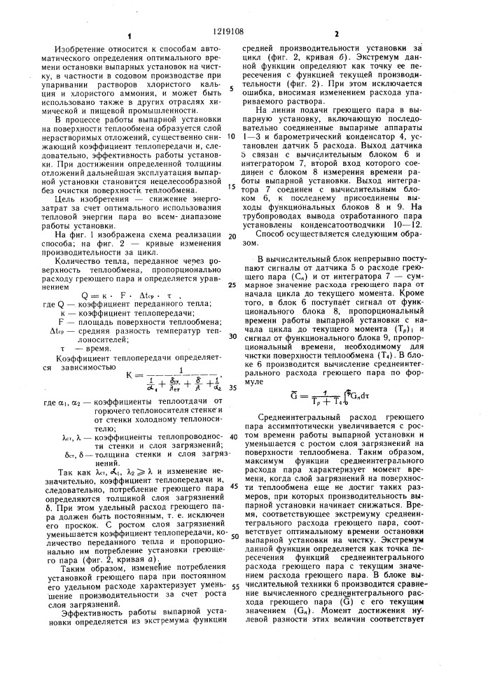 Способ определения оптимального времени остановки выпарной установки на чистку (патент 1219108)