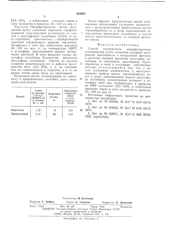 Способ изготовления неграфитируемых электрощеток (патент 543067)