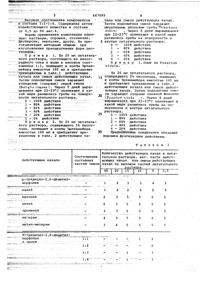 Фунгицидная композиция (патент 667095)