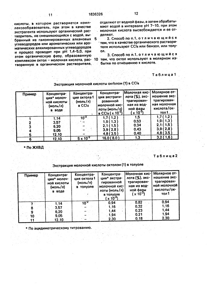 Способ выделения молочной кислоты из водной среды, содержащей ее (патент 1836326)