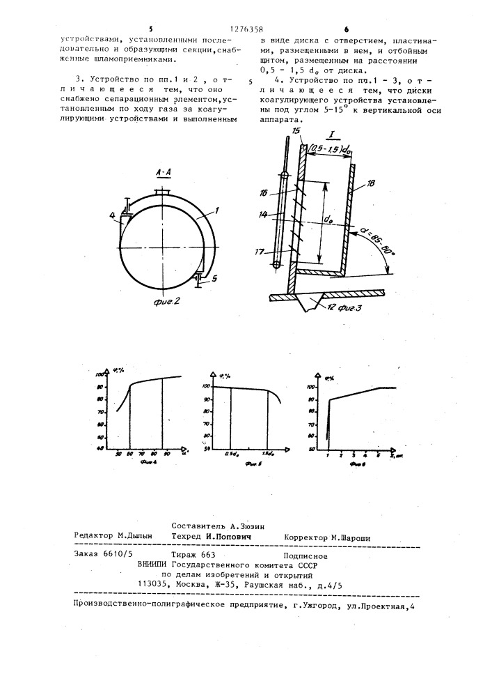 Устройство для мокрой очистки газа (патент 1276358)