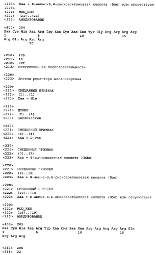 Лиганды рецепторов меланокортинов (патент 2401841)