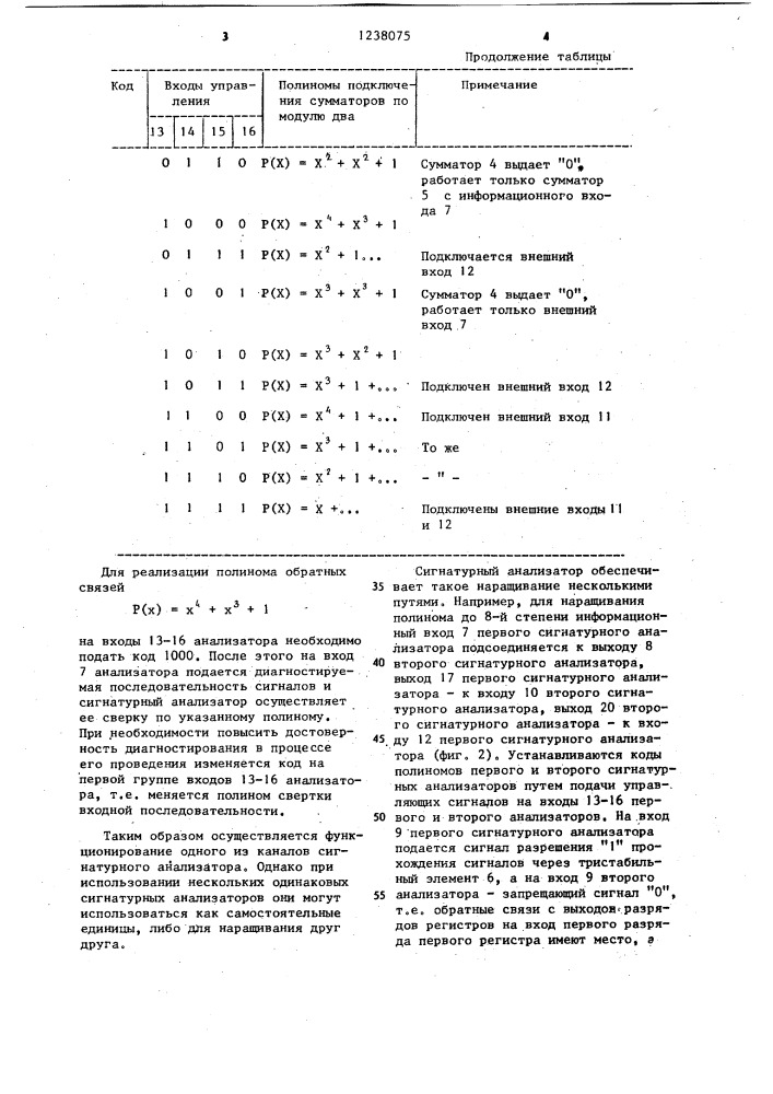 Сигнатурный анализатор (патент 1238075)