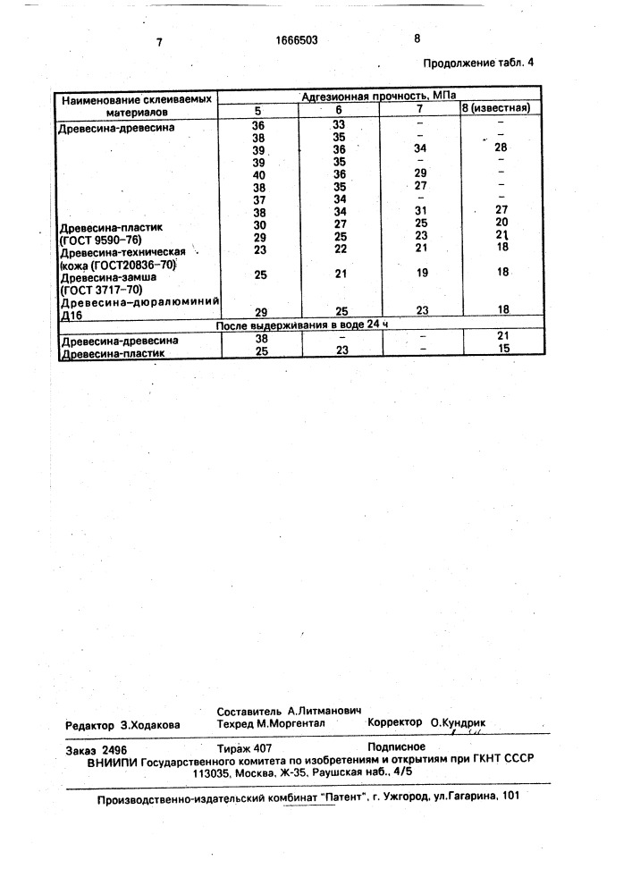 Клеевая композиция (патент 1666503)