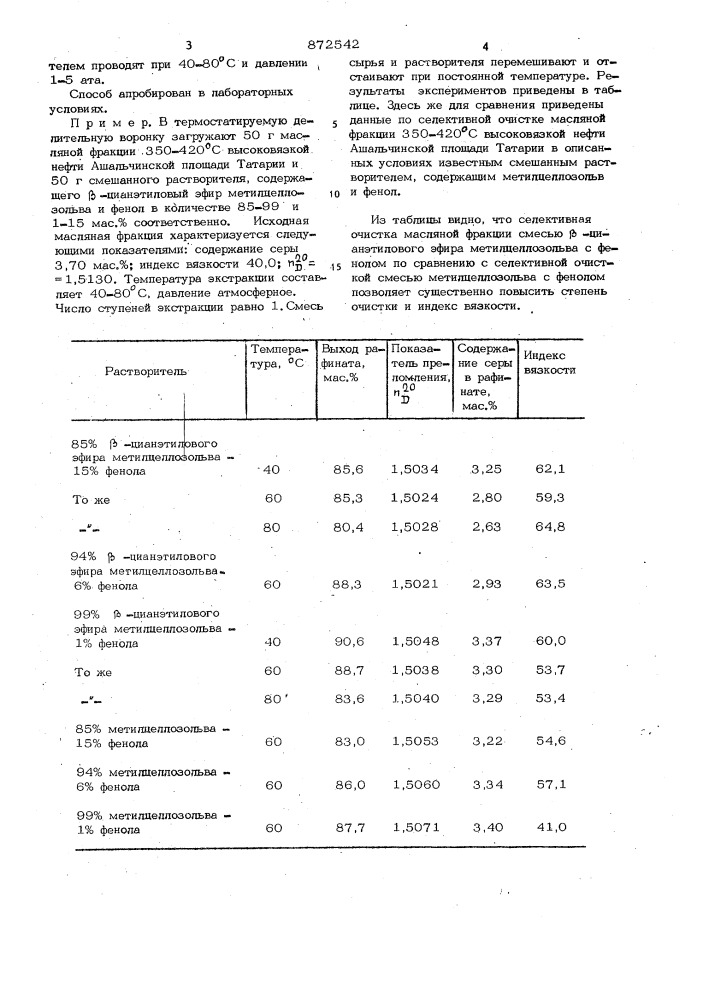 Способ селективной очистки масляных фракций нефти (патент 872542)