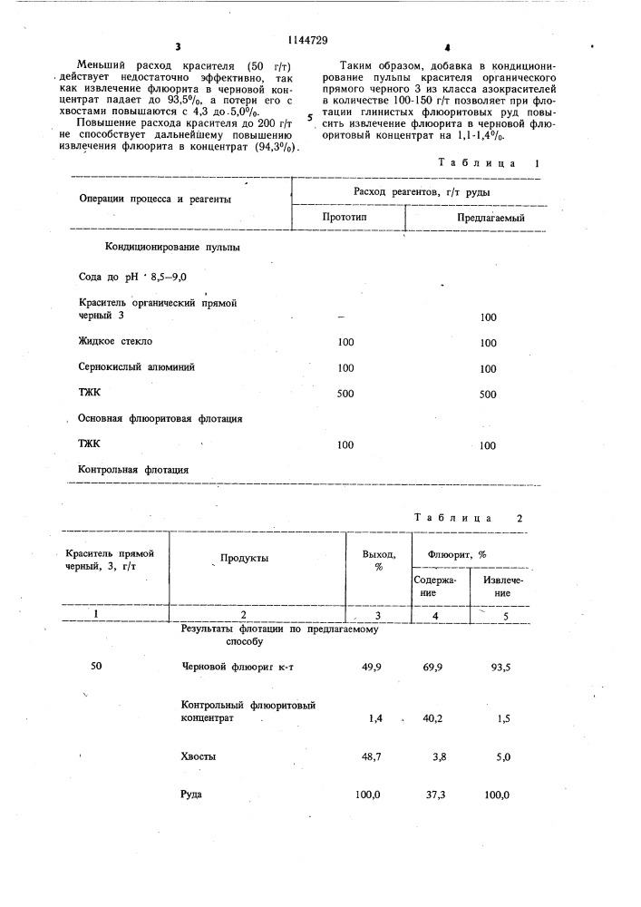 Способ флотации глинистых флюоритовых руд (патент 1144729)