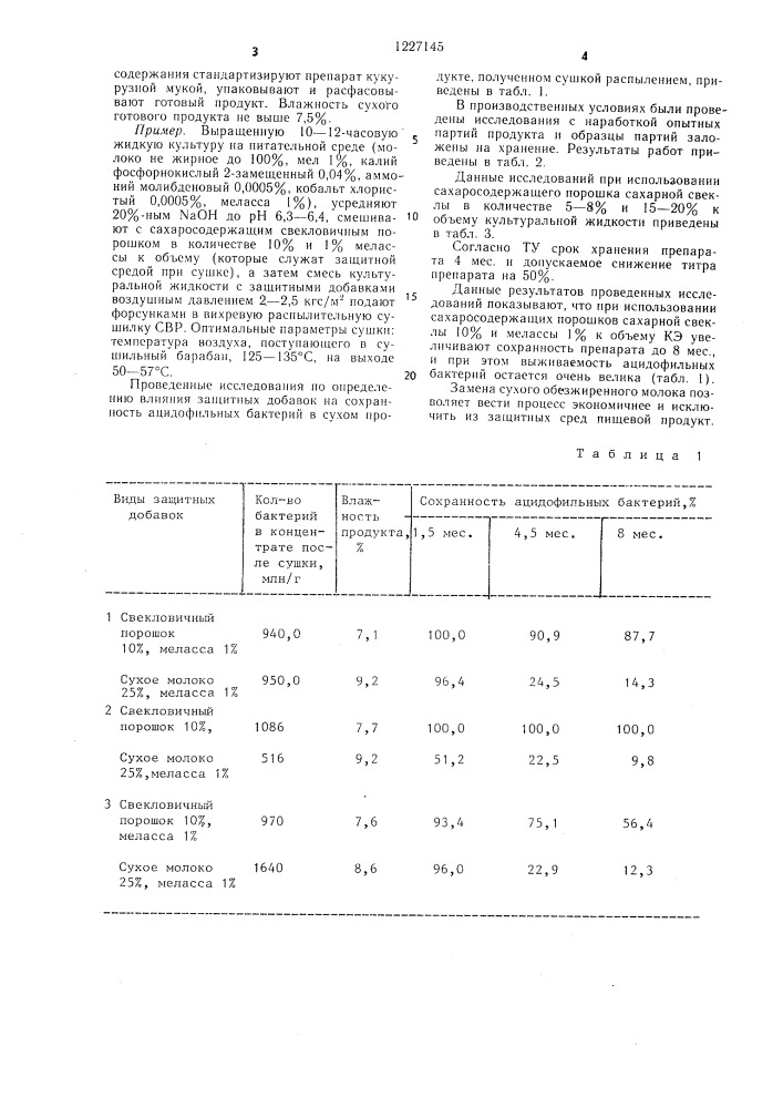 Способ получения сухого ацидофильного препарата (патент 1227145)