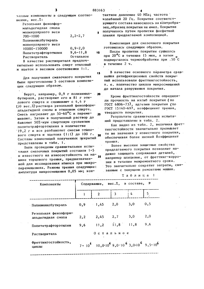 Композиция для смазочного покрытия (патент 883163)