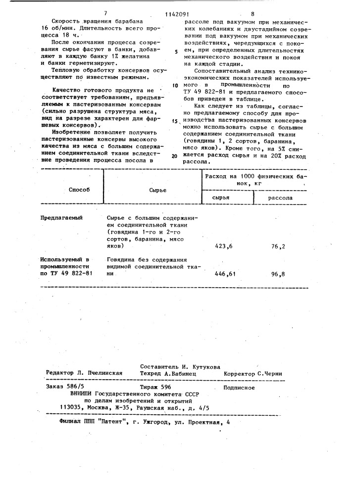 Способ изготовления мясных изделий (патент 1142091)