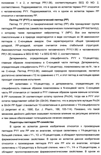 Длительно действующие агонисты рецепторов y2 и(или) y4 (патент 2504550)