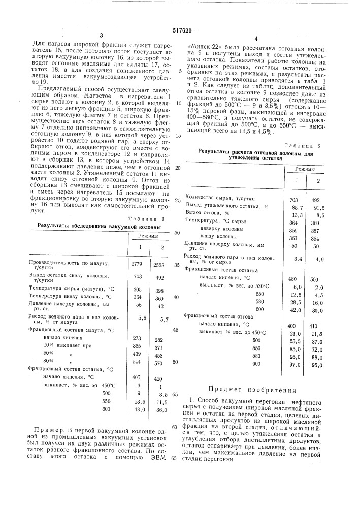 Способ вакуумной перегонки нефтяного сырья (патент 517620)
