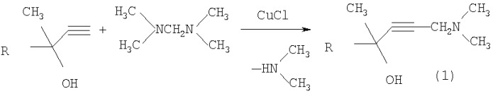 Способ получения 4-(диметиламино)-1-алкил-1-метил-2-алкин-1-олов (патент 2378249)
