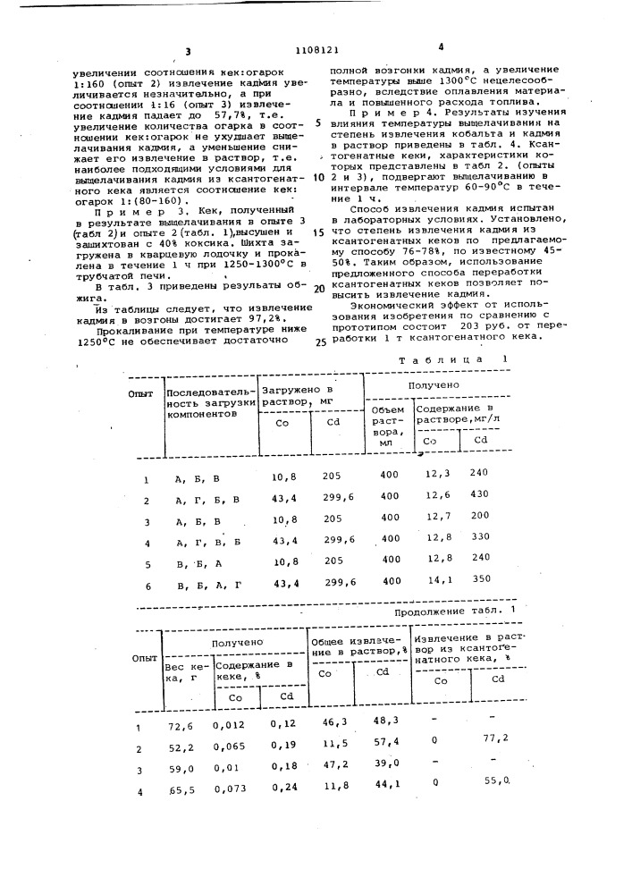 Способ извлечения кадмия из ксантогенатных кеков (патент 1108121)