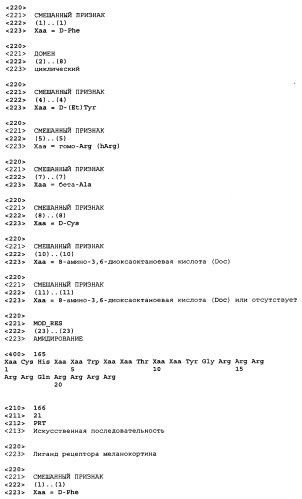 Лиганды рецепторов меланокортинов (патент 2401841)