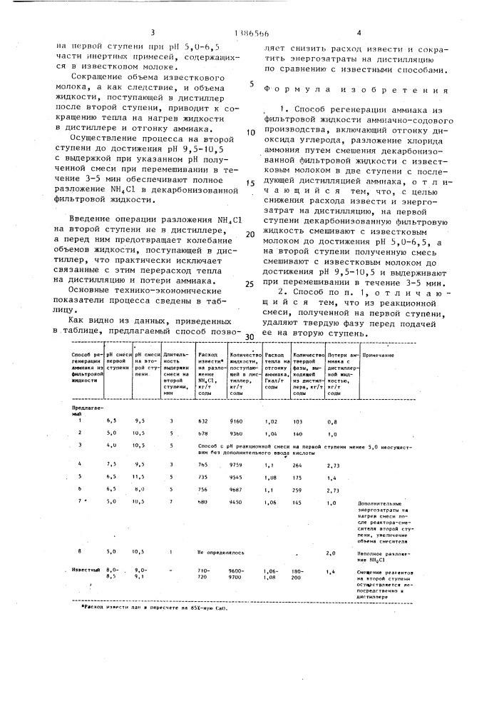 Способ регенерации аммиака из фильтровой жидкости аммиачно- содового производства (патент 1386566)