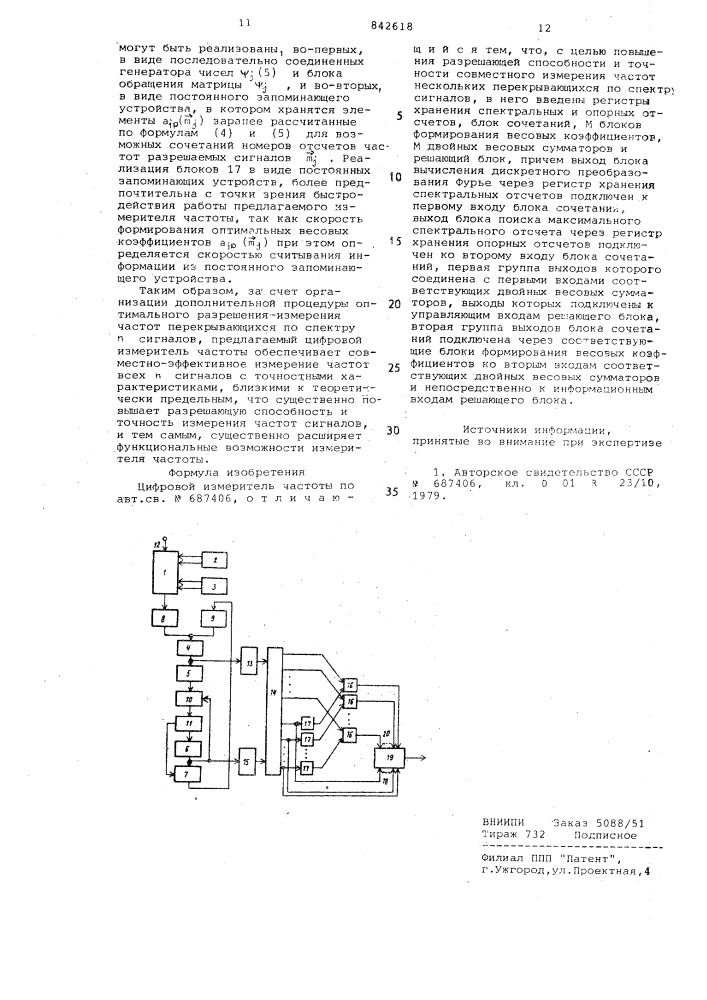 Цифровой измеритель частоты (патент 842618)