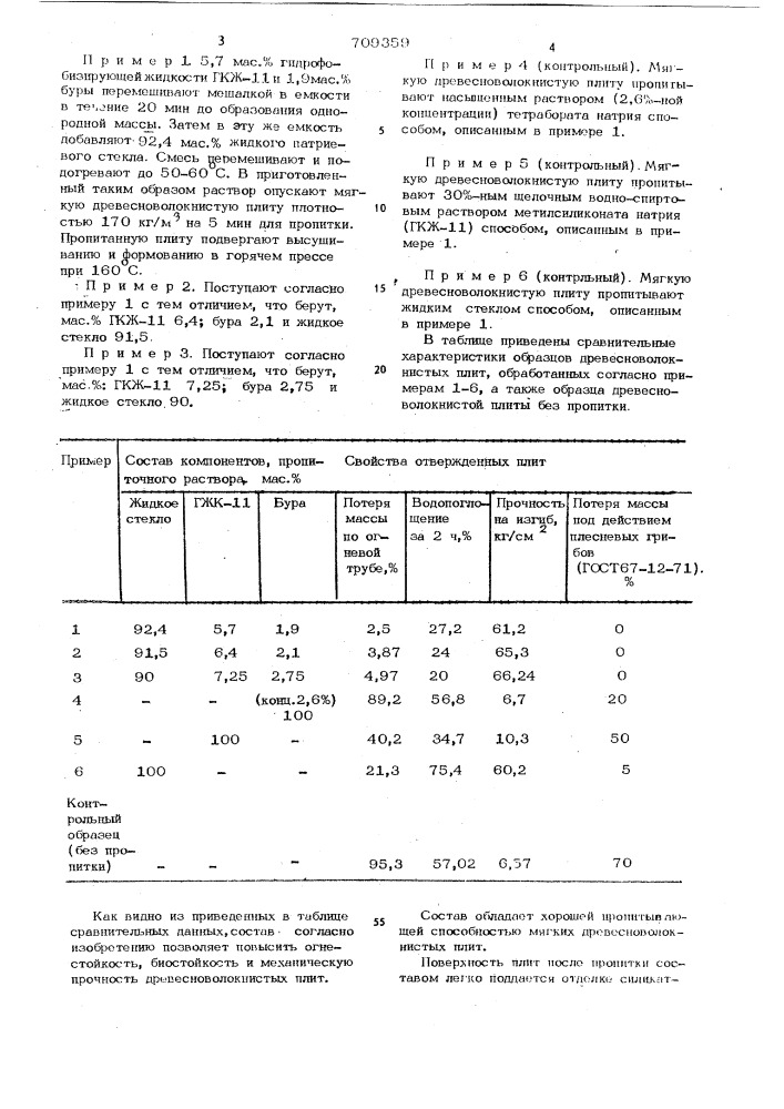 Состав для пропитки древесноволокнистых плит (патент 709359)