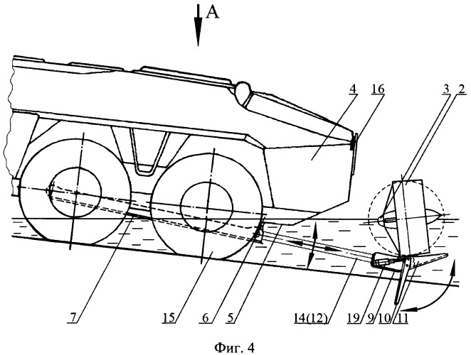 Механизм подвижного крепления винта в насадке амфибийного транспортного средства (патент 2341406)