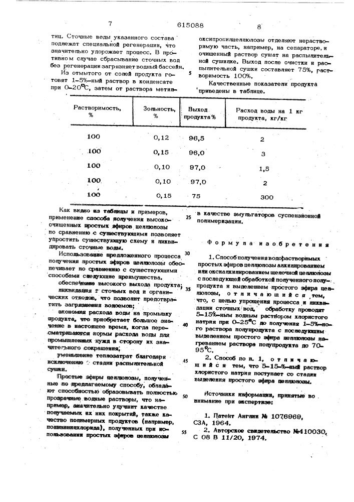 Способ получения водорастворимых простых эфиров целлюлозы (патент 615088)