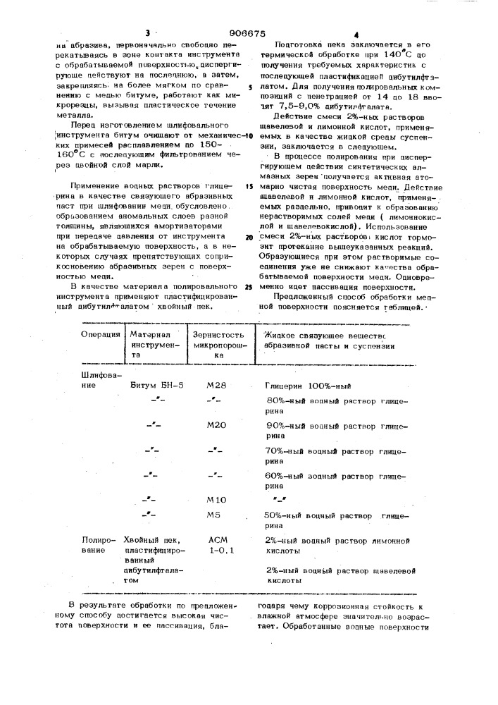 Способ обработки медной поверхности (патент 906675)