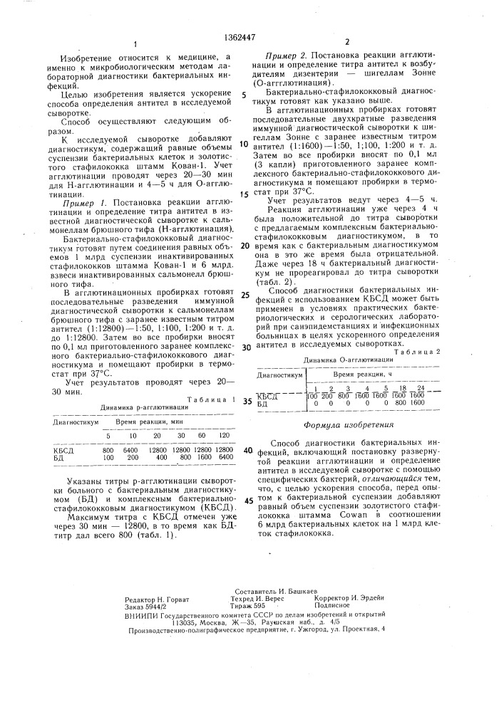 Способ диагностики бактериальных инфекций (патент 1362447)